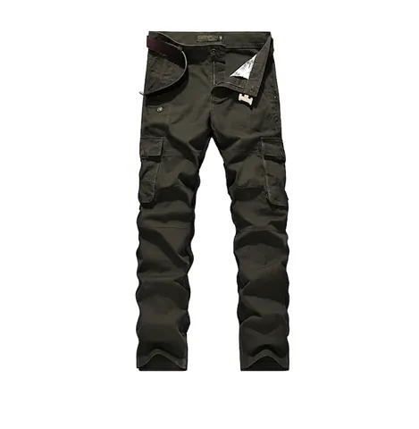 Men Casual Cotton Cargo Pants Multi Pocket Straight Leg Trousers Outdoor Military Style Wear-Resistant Work Pants For Men