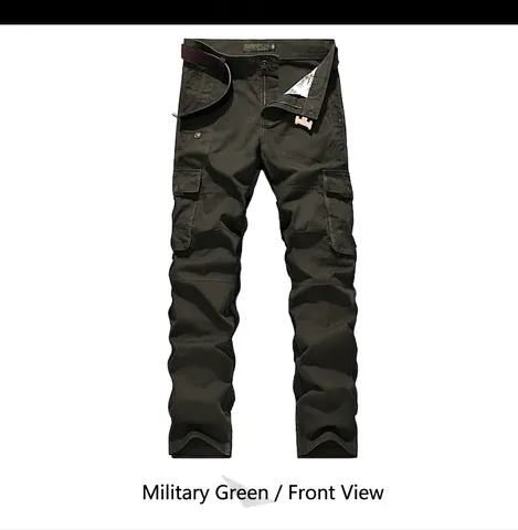 Men Casual Cotton Cargo Pants Multi Pocket Straight Leg Trousers Outdoor Military Style Wear-Resistant Work Pants For Men