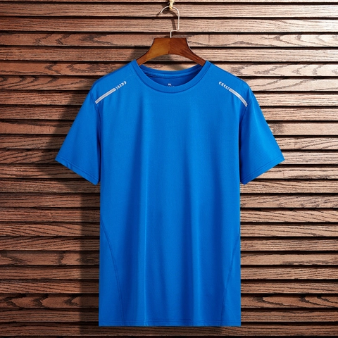 Herren Sport T-Shirt Atmungsaktiv Schnelltrocknend Mesh Top Kurzarm Rundhals Reflektorstreifen Lässig Locker Tee Übergröße Sommer