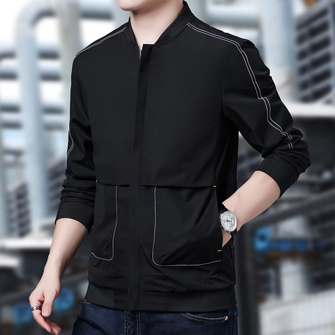 Giacca Casual Slim Fit da Uomo Con Cuciture a Contrasto Giubbotto Cargo Cerniera Collo in Piedi Cappotto Baseball Per Street Style