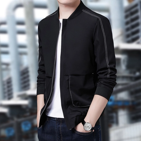 Giacca Casual Slim Fit da Uomo Con Cuciture a Contrasto Giubbotto Cargo Cerniera Collo in Piedi Cappotto Baseball Per Street Style