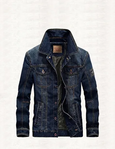 Men Cotton Blend Denim Jacket Retro Wash Casual Outdoor Coat With Multi Pockets Classic Turn Down Collar Long Sleeve Jean Outerwear