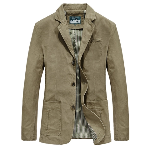 Heren Casual Katoenen Jas Militaire Stijl Workwear Blazer Met Ingekeepte Revers Gestreepte Voering Multi-Pocket Outerwear Jas Voor Lente Herfst Heren Kleding