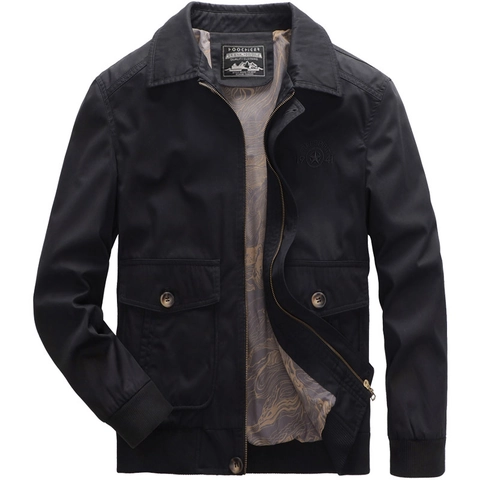 Men Casual Cargo Jacket Cotton Multi Pocket Flight Bomber Jacket Zip Up Lapel Military Style Outerwear Coat For Men