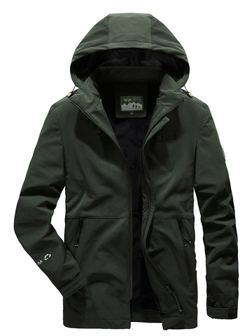 Giacca da Uomo con Cappuccio per Esterno Antivento Foderata in Pile Caldo Cappotto Moda Casual Abbigliamento Maschile