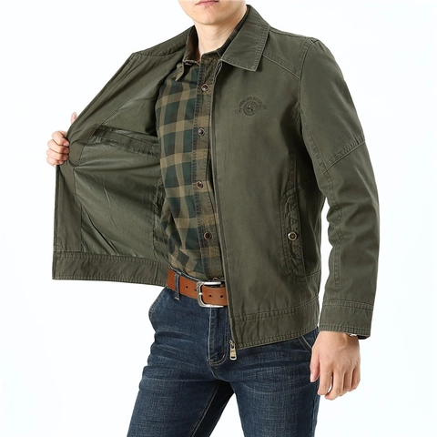 Herren Casual Baumwolle Jacke Outdoor Militär Cargo Stil Oberbekleidung Locker Winddicht Mantel Für Frühling Herbst Herren Jacke
