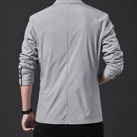 Blazer Business Décontracté pour Hommes en Polyester Imprimé à Pois Col à Revers Boutonnage Simple Veste Slim Fit Printemps Automne