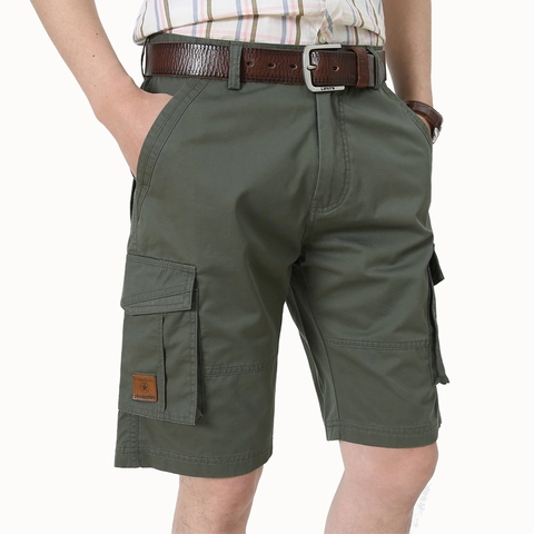 Herren Cargo Shorts Reine Baumwolle Multi Pocket Outdoor Casual Straight Leg Arbeitsshorts Mit Gürtel Sommer Relaxed Fit Hose