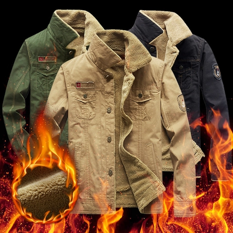 Herren Winterjacke Mit Sherpa-Futter Schwere Baumwoll-Canvas Cargo Mantel Vintage Militär Casual Fleece Warme Oberbekleidung Taschen