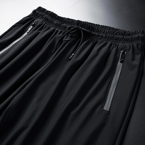 Pantalones Deportivos de Satén de Hielo para Hombre Transpirables de Secado Rápido Con Bolsillos de Cremallera y Cordón