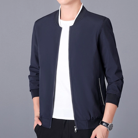 Veste Bomber Décontractée pour Hommes Légère Coupe-vent Col Montant Uniforme de Baseball Zippée Printemps Automne Vêtements