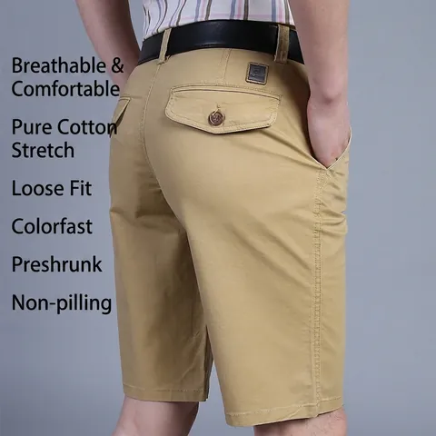 Men's Casual Cotton Shorts Summer Straight Leg Cargo Shorts Multi Pocket Mid Waist Half Pants Men Daily Outdoor Bottoms