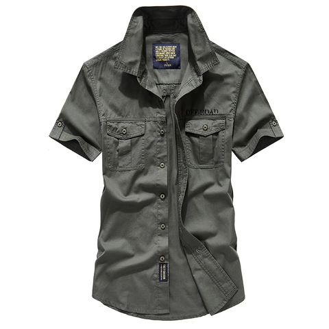 Herren Casual Baumwolle Kurzarm Arbeitshemd Taktisches Cargo Hemd Mit Doppelten Taschen Japanischen Safari Stil Outdoor Top