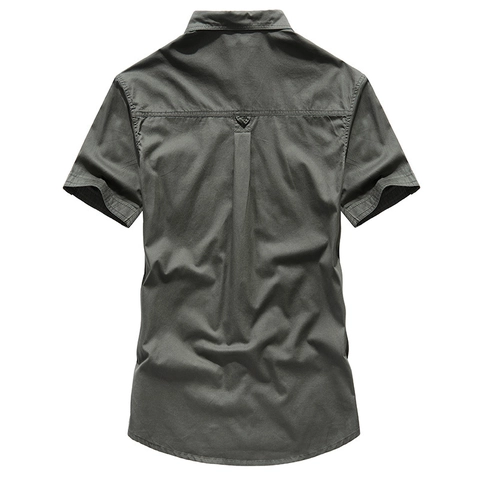 Herren Casual Baumwolle Kurzarm Arbeitshemd Taktisches Cargo Hemd Mit Doppelten Taschen Japanischen Safari Stil Outdoor Top