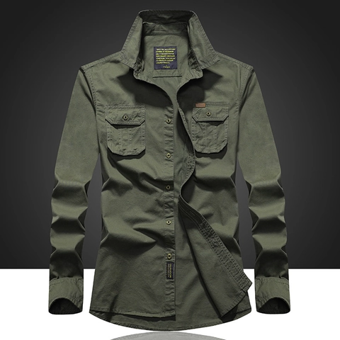 Herren 100% Baumwolle Langarm Cargo Hemd Casual Loose Fit Utility Work Top Mit Doppelten Taschen Für Outdoor Daily Wear