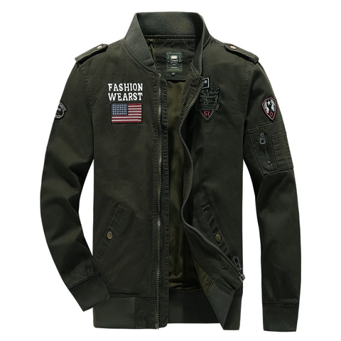 Herren Militär Bomberjacke Baumwolle Casual Multi Taschen Windjacke Taktische Fliegerjacke Für Männer Urbaner Stil Stickerei