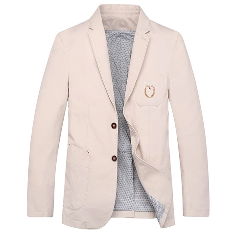 Giacca da Uomo Casual in Misto Cotone Slim Fit Monopetto Con Ricamo ad Ancora Nautica per l'Ufficio Quotidiano