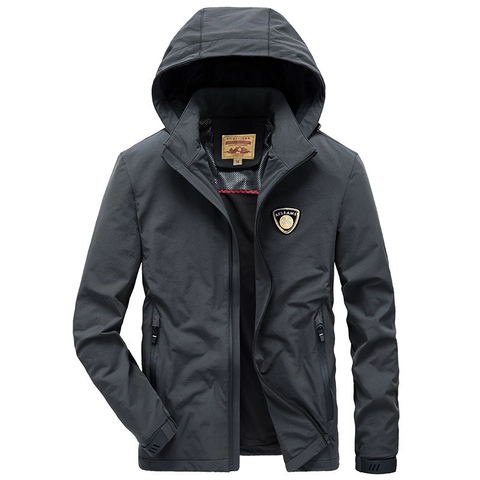 Veste à Capuche Extérieure pour Hommes Coupe-vent Extensible Décontracté Nylon Manteau Léger pour Printemps Automne
