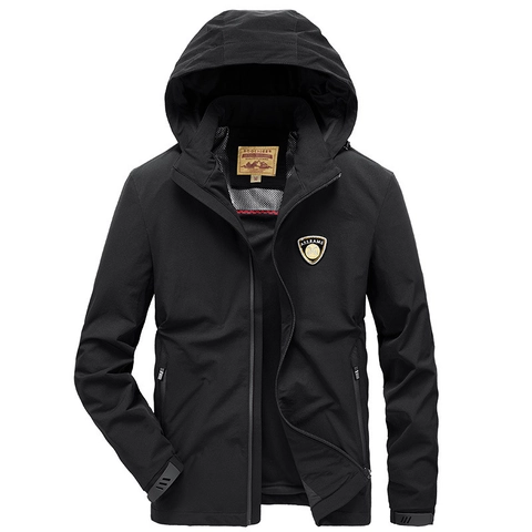 Veste à Capuche Extérieure pour Hommes Coupe-vent Extensible Décontracté Nylon Manteau Léger pour Printemps Automne