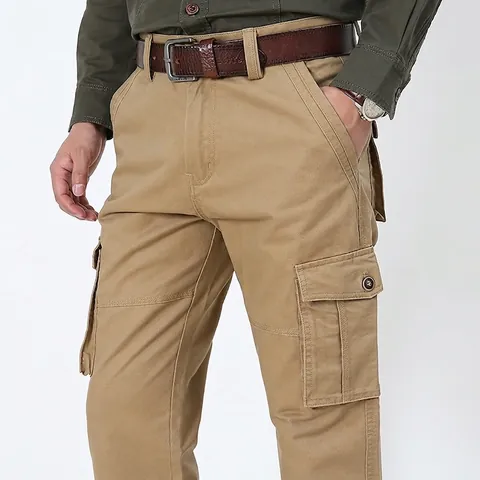 Herren Casual Cargo-Hose Multi-Tasche Gerades Bein Baumwollhose Military Style Outdoor Mode Arbeitshose