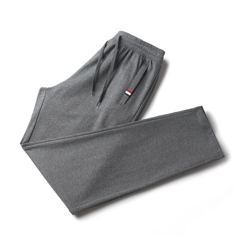 Herren Casual Straight Leg Jogginghose Lockere Passform Dünne Baumwolle Sporthose Mit Dreifarbigem Streifen Kordelzug