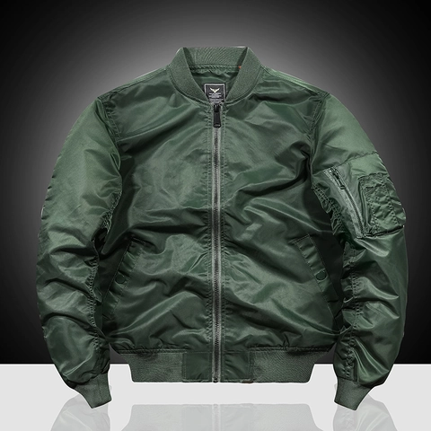 Chaqueta Bomber MA-1 para Hombre Cuello Alzado Resistente al Viento Nailon Clásico Casual Color Sólido Abrigo Primavera Otoño Hombre