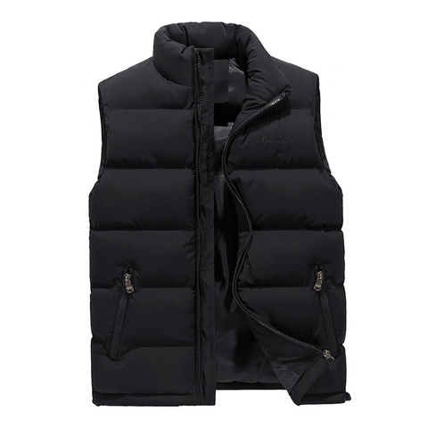 Gilet Matelassé Homme Col Montant Chaud Coupe-Vent Décontracté Veste Sans Manches Veste Rembourrée Pour Le Quotidien Extérieur