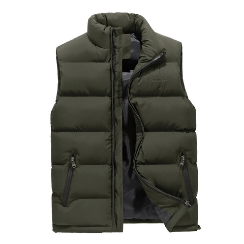 Gilet Matelassé Homme Col Montant Chaud Coupe-Vent Décontracté Veste Sans Manches Veste Rembourrée Pour Le Quotidien Extérieur