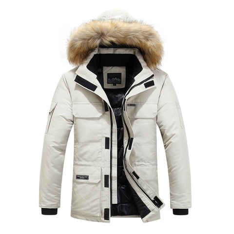 Giacca Parka Uomo Invernale Calda E Spessa Con Cappuccio In Pelliccia Sintetica Multi Tasche Cappotto Imbottito Outdoor Casual