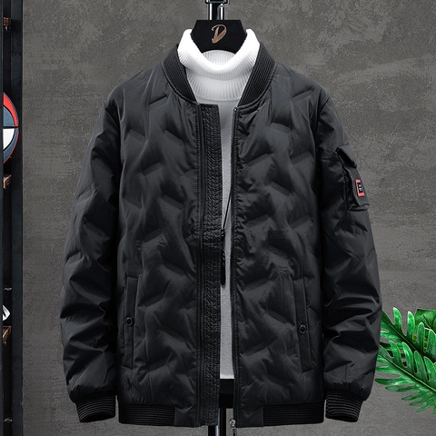 Chaqueta de Plumón Ligera para Hombre Relleno de Plumón de Pato Blanco Cuello Alto Abrigo Bomber Acolchado Casual Ropa de Abrigo de Invierno Resistente al Agua para Hombre