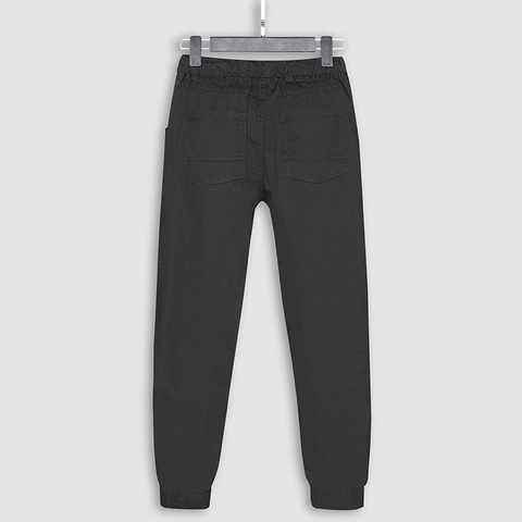 Men Jogger Pants Casual Cotton Twill Cargo Trousers With Drawstring Elastic Waist Ribbed Cuffs Solid Color Loose Fit Sweatpants