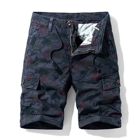 Pantaloncini Cargo da Uomo in Cotone Stampa Mimetica Vestibilità Comoda Multitasche Con Cintura Estate Casual All'aperto Stile Militare