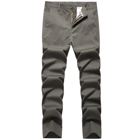 Men's Casual Chinos Breathable Cotton Blend Straight Leg Pants Plain Solid Color Daily Wear Trousers For Men