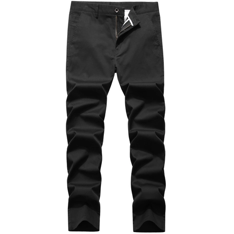 Men's Casual Chinos Breathable Cotton Blend Straight Leg Pants Plain Solid Color Daily Wear Trousers For Men