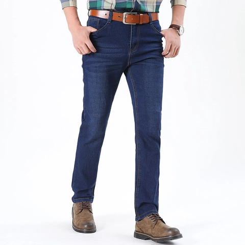 Heren Straight Leg Denim Jeans Stretch Katoenmix Broek Casual Business Lange Pantalons Slim Fit Jeans Voor Mannen