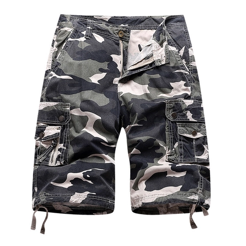 Men's Outdoor Camouflage Cargo Shorts Multi Pocket Cotton Summer Sporty Tactical Military Style Casual Bottoms For Men