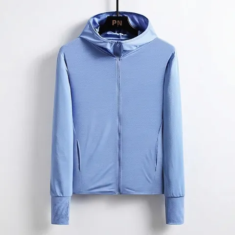 Damen Sonnenschutzkleidung Leicht Atmungsaktiv EisSatin UV Schutz Kapuzenjacke Outdoor Sportbekleidung Mit Daumenlöchern