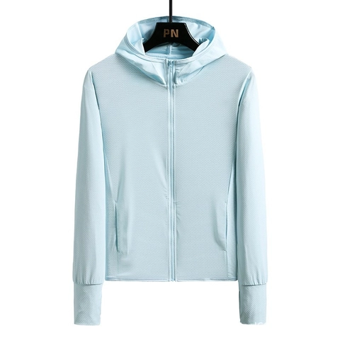 Damen Sonnenschutzkleidung Leicht Atmungsaktiv EisSatin UV Schutz Kapuzenjacke Outdoor Sportbekleidung Mit Daumenlöchern