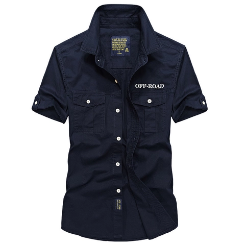 Camicia da Lavoro in Cotone a Manica Corta da Uomo Stile Militare Casual Doppia Tasca Traspirante Outdoor Utility Top Abbigliamento Maschile