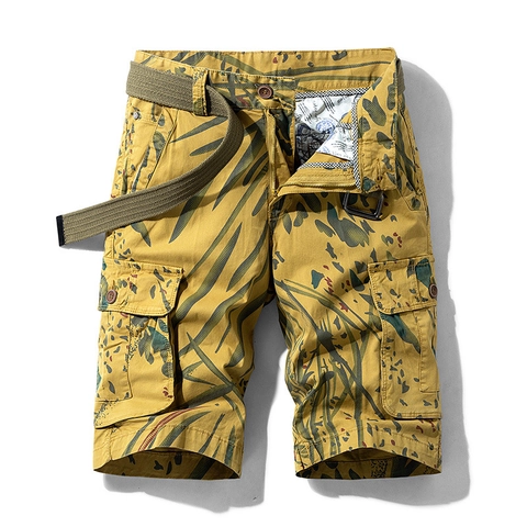 Pantalones Cortos Cargo para Hombre Con Cinturón Multibolsillos Mezcla de Algodón Estampado Camuflaje Casual Outdoor Verano