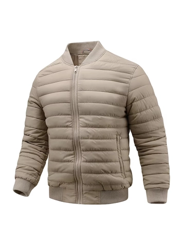 Chaqueta Acolchada Ligera Informal para Hombre Resistente al Viento Cálida Cuello Alto Uniforme de Béisbol Abrigo Puffer Invierno