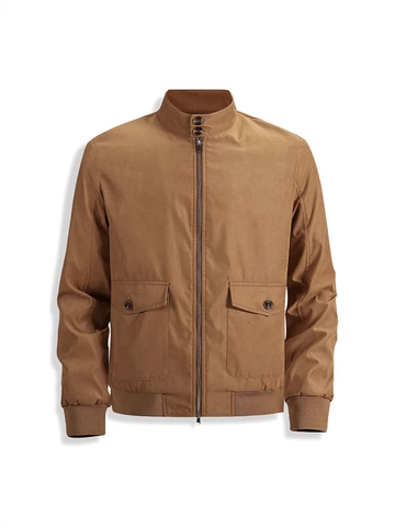 Stehkragen Harrington Jacke Herren Polyester Rippbündchen Reißverschluss Bomberjacke Mit Pattentaschen Lässige Herrenjacke