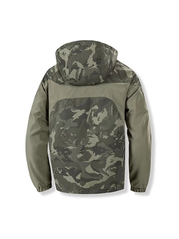 Men Outdoor Camouflage Hooded Jacket Windproof Water Resistant Polyester Tactical Casual Splicing Youth Sports Outerwear Top