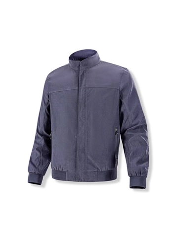 Men Casual Stand Collar Jacket Windproof Polyester Outdoor Coat Solid Color Full Zip Ribbed Cuffs Workwear Jacket For Men