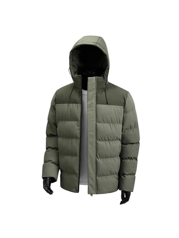 Piumino con Cappuccio Ispessito da Uomo Antivento Invernale Caldo Cappotto Imbottito Colore a Contrasto Trapuntato Outdoor Casual