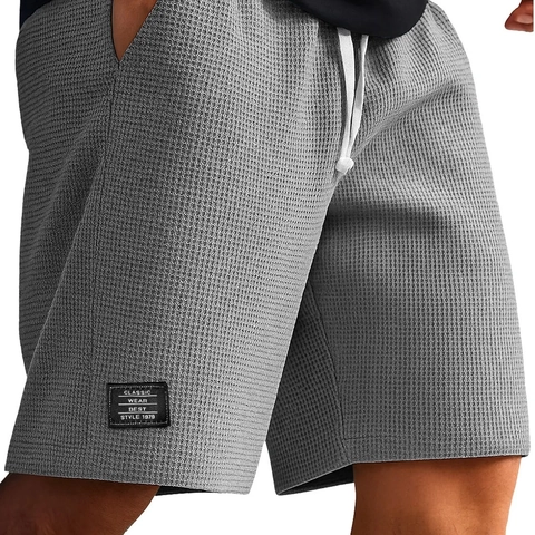 Men's Summer Waffle Knit Shorts Casual Breathable Polyester Blend Drawstring Waist Sports Beach Gym Shorts For Men Bottoms