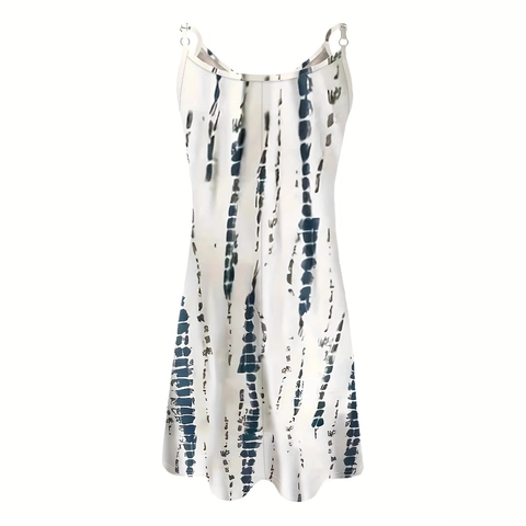 Women Plus Size Tie Dye Strappy Dress V Neck A Line Summer Casual Sleeveless Polyester Dress For Vacation Daily Wear