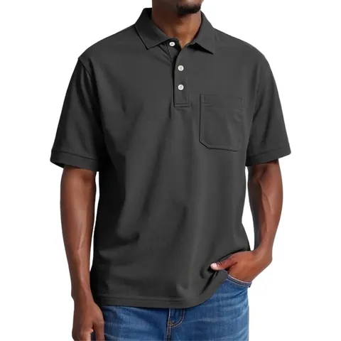 Heren Polo Shirt Korte Mouw Puur Katoen Effen Kleur Met Borstzak Casual Zakelijk Zomer Ademend Top Voor Heren