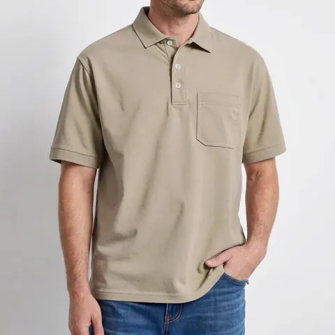 Heren Polo Shirt Korte Mouw Puur Katoen Effen Kleur Met Borstzak Casual Zakelijk Zomer Ademend Top Voor Heren