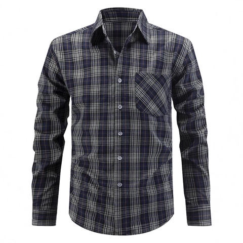 Men's Vintage Plaid Long Sleeve Shirt Casual Retro Checkered Flannel Button Down Top With Chest Pocket Regular Fit Shirt
